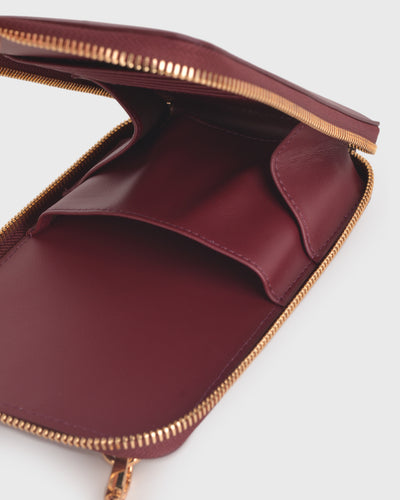 Iduna Mobile Phonebag (Wine), Vegan Leather, Interior View 1